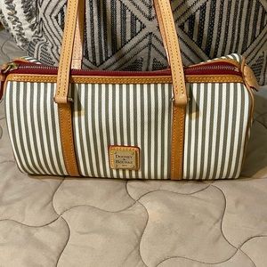 Dooney and Bourke Handbag Tan and White stripe never used